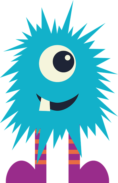 cute blue monster with one tooth